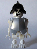 LEGO gen021 Skeleton, Fantasy Era Torso with Evil Skull, Black Conquistador Helmet, Pearl Light Gray Armor